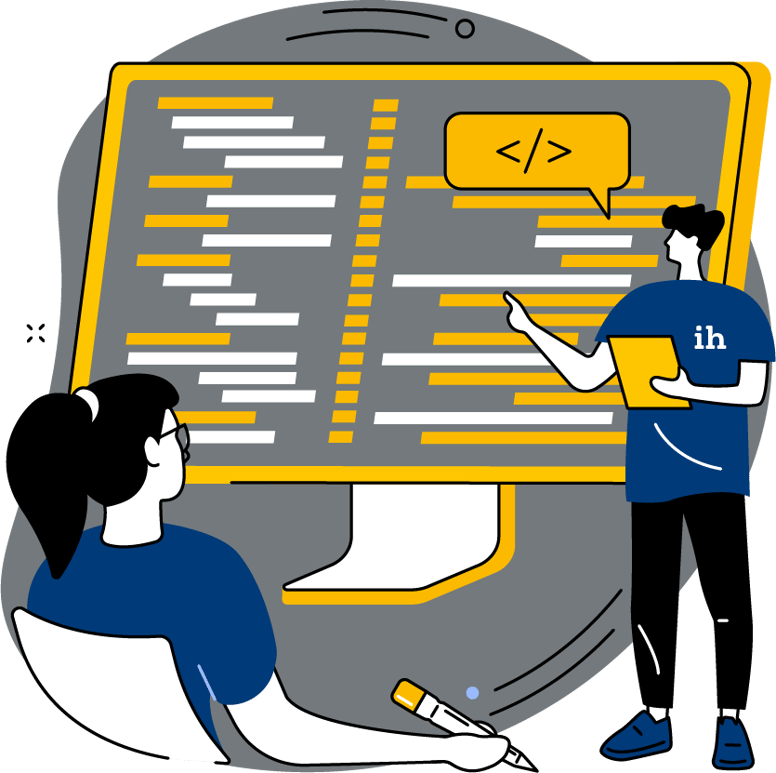 cartoon of students in full-stack web developer bootcamp