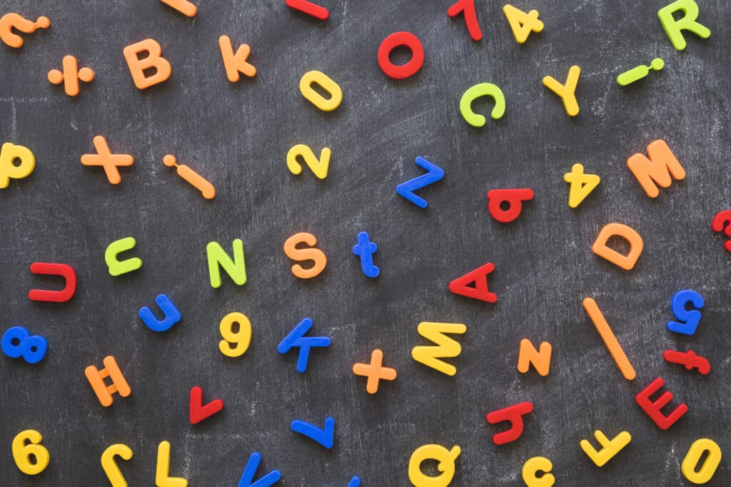 blackboard with many messy organized characters